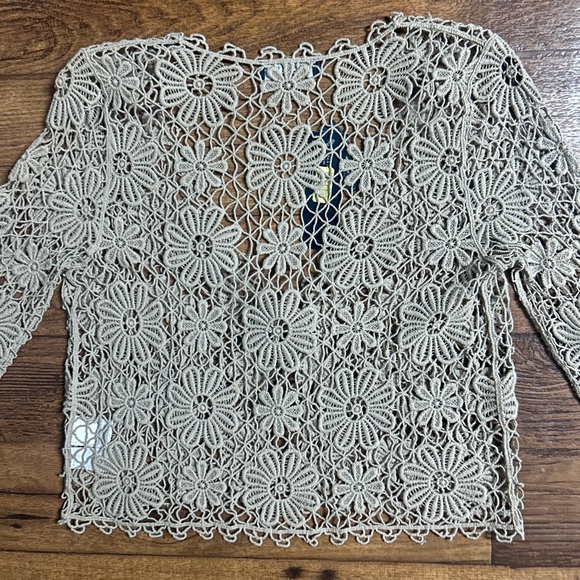 Jones New York • Small/Medium • Brown/Tan • Floral • Crochet • Cardigan Top •New - Picture 11 of 15